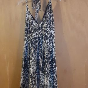 Cute womens leopard print halter short dress